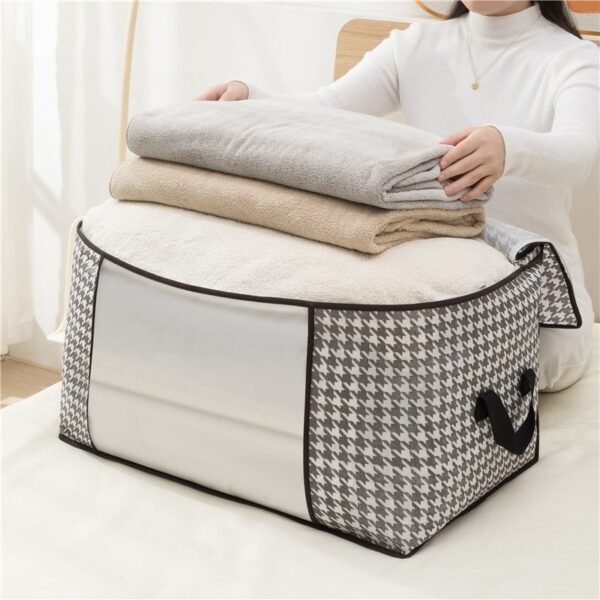 Horizontal Printed Premium Quality Quilt Storage Bag Large Capacity Winter Cloth Blanket Storage Organizer NWPSB -01